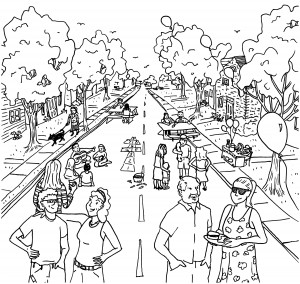 illustration of a block party